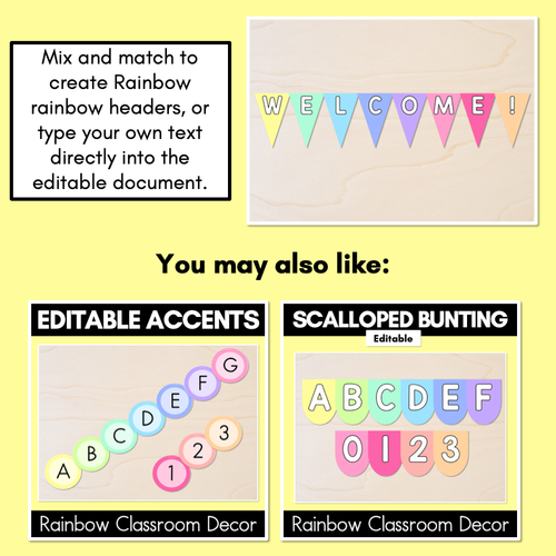 Resource preview 3 for Editable Alphabet & Number Bunting - Rainbow Classroom Decor