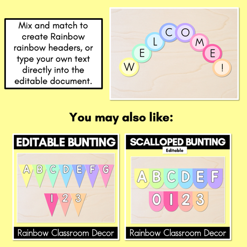 Resource preview 3 for Editable Accents - Rainbow Classroom Decor