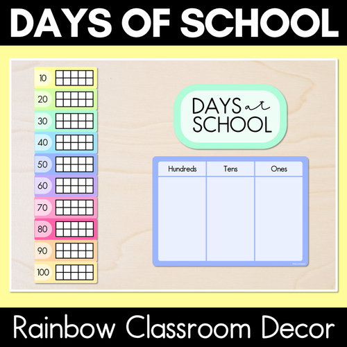 Resource preview 1 for Days of School Display - Rainbow Classroom Decor