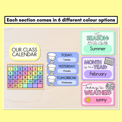 Resource preview 2 for Calendar & Weather Display - Rainbow Classroom Decor