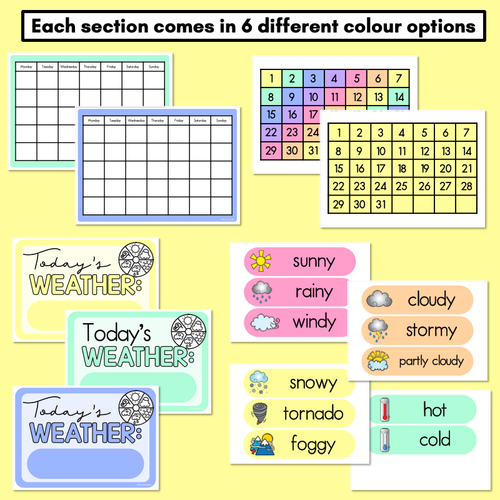 Resource preview 3 for Calendar & Weather Display - Rainbow Classroom Decor