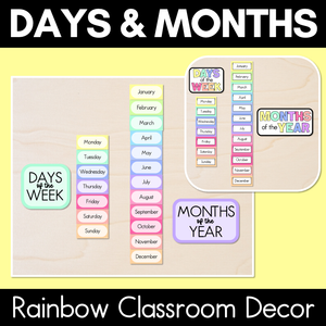 Days of the Week & Months of the Year Display - Rainbow Classroom Decor