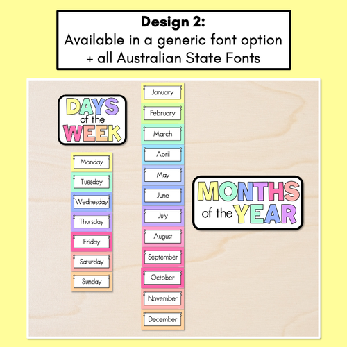 Resource preview 3 for Days of the Week & Months of the Year Display - Rainbow Classroom Decor