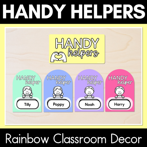 Resource preview 1 for Handy Helpers Classroom Jobs Display - Rainbow Classroom Decor