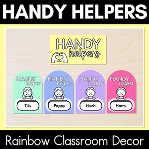 Handy Helpers Classroom Jobs Display - Rainbow Classroom Decor