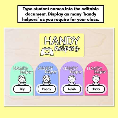 Resource preview 3 for Handy Helpers Classroom Jobs Display - Rainbow Classroom Decor