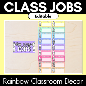 Editable Class Jobs Display - Rainbow Classroom Decor