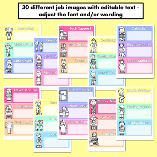 Resource preview 2 for Editable Class Jobs Display - Rainbow Classroom Decor