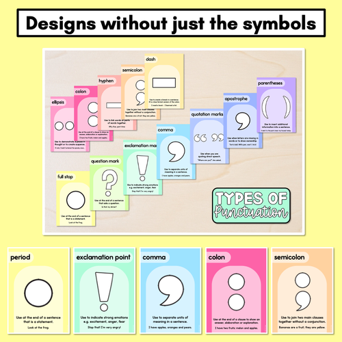 Resource preview 3 for Punctuation Posters - Rainbow Classroom Decor