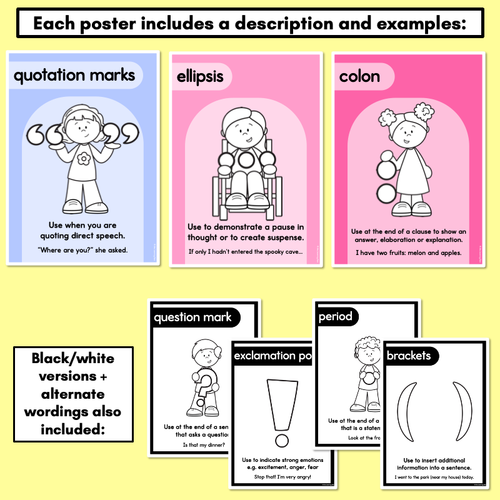 Resource preview 4 for Punctuation Posters - Rainbow Classroom Decor