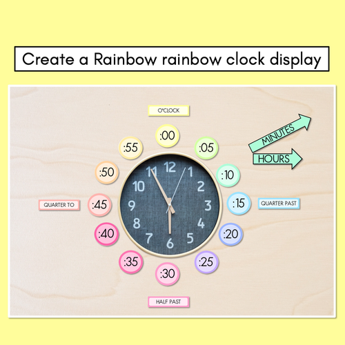 Resource preview 2 for Rainbow Clock Display - Rainbow Classroom Decor