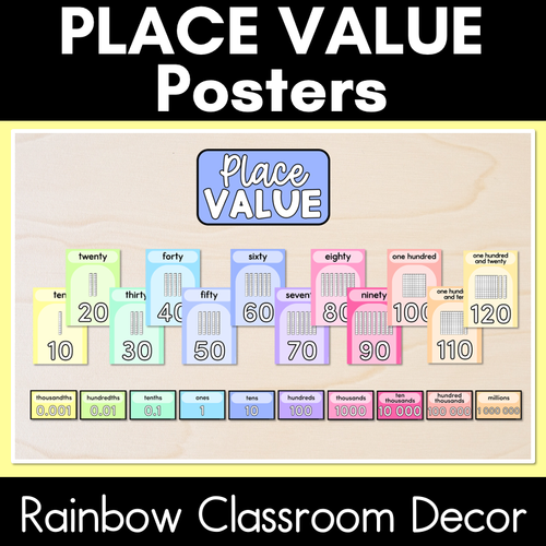 Resource preview 1 for Place Value Posters- Rainbow Classroom Decor