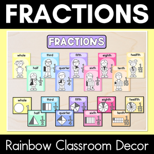 Fraction Posters - Rainbow Classroom Decor