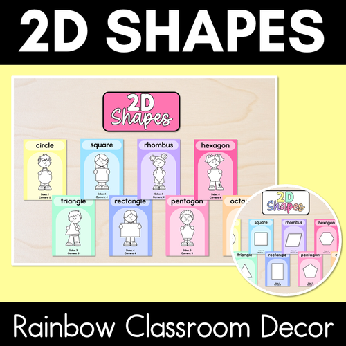 Resource preview 1 for 2D Shape Posters - Rainbow Classroom Decor