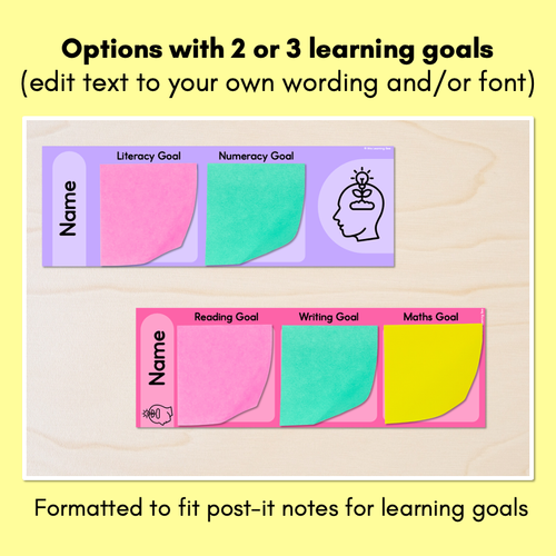 Resource preview 3 for Student Learning Goals - Editable Post-It Goal Mats - Rainbow Classroom Decor