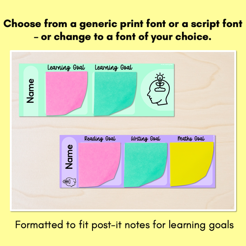 Resource preview 4 for Student Learning Goals - Editable Post-It Goal Mats - Rainbow Classroom Decor