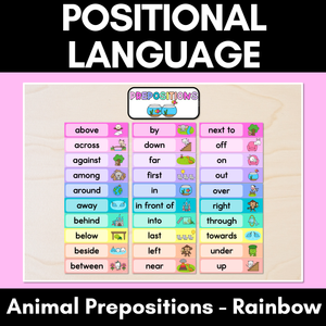 Positional Language - Animal Prepositions - Rainbow