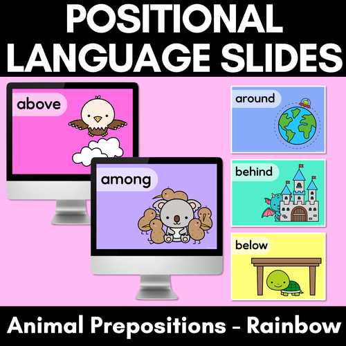 Resource preview 3 for Positional Language - Animal Prepositions - Rainbow Bundle