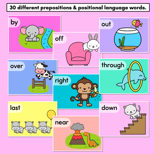 Resource preview 2 for Positional Language - Animal Prepositions - Rainbow PowerPoint Slides