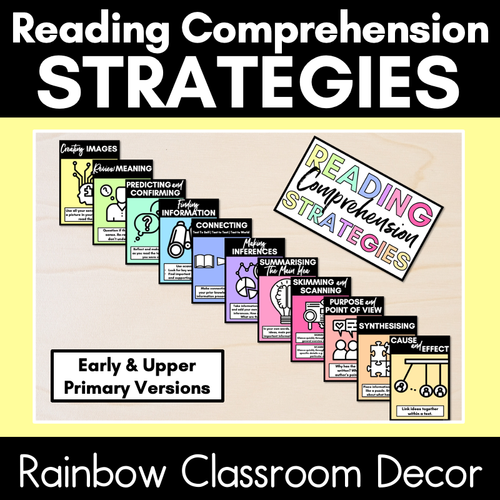 Resource preview 1 for Rainbow Reading Comprehension Strategies Posters - Rainbow Classroom Decor