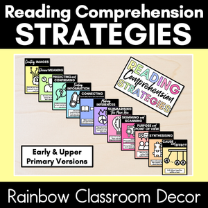 Rainbow Reading Comprehension Strategies Posters - Rainbow Classroom Decor