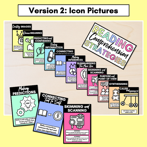 Resource preview 3 for Rainbow Reading Comprehension Strategies Posters - Rainbow Classroom Decor