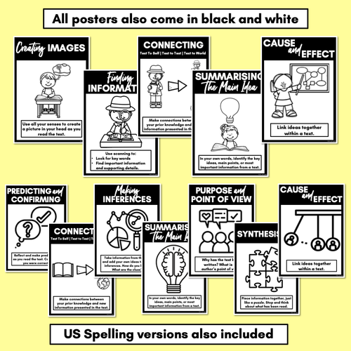 Resource preview 5 for Rainbow Reading Comprehension Strategies Posters - Rainbow Classroom Decor