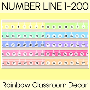 Number Line 1-200 - Rainbow Classroom Decor