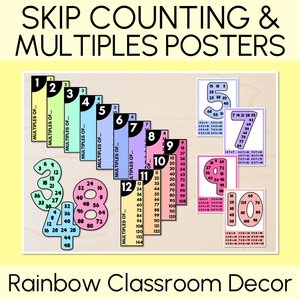 Multiples & Skip Counting Posters - Rainbow Classroom Decor