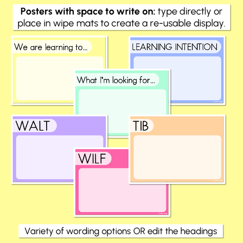Resource preview 2 for Learning Intentions & Success Criteria - LISC Posters - Rainbow Classroom Decor