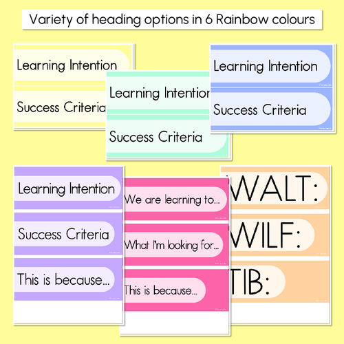 Resource preview 3 for Learning Intentions & Success Criteria - LISC Posters - Rainbow Classroom Decor