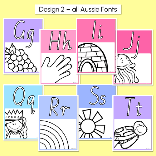 Resource preview 3 for Alphabet Posters - All Aussie Fonts - Rainbow Classroom Decor