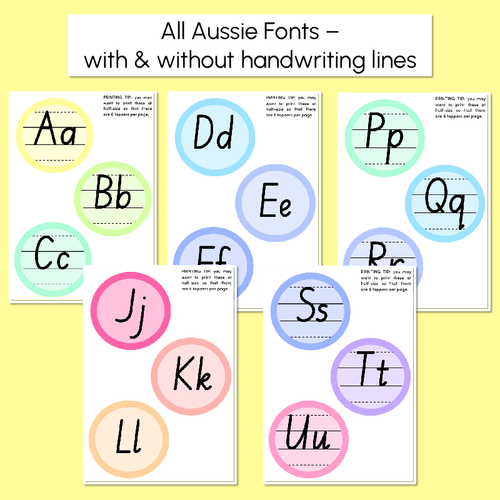 Resource preview 2 for Alphabet Toppers - All Aussie Fonts - Rainbow Classroom Decor