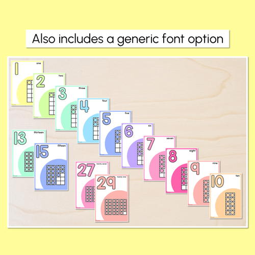 Resource preview 3 for Number Posters with ten frames 1-30 - Rainbow Classroom Decor