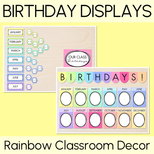 Rainbow Birthdays Display - Rainbow Classroom Decor
