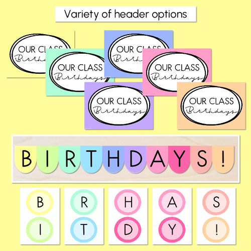 Resource preview 4 for Rainbow Birthdays Display - Rainbow Classroom Decor