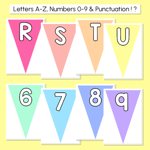 Resource preview 2 for Editable Alphabet & Number Bunting - Rainbow Classroom Decor
