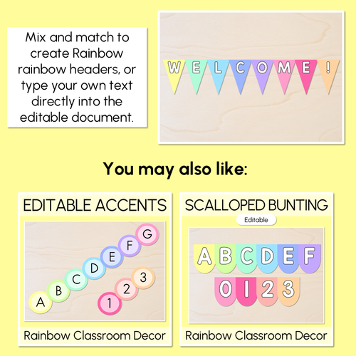 Resource preview 3 for Editable Alphabet & Number Bunting - Rainbow Classroom Decor