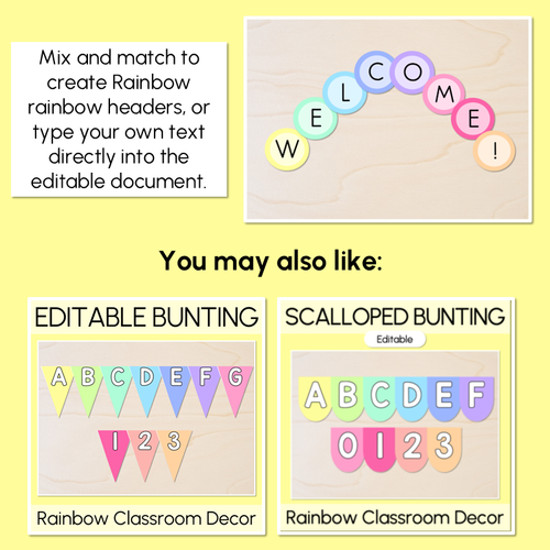Resource preview 3 for Editable Accents - Rainbow Classroom Decor