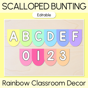 Editable Scalloped Bunting - Rainbow Classroom Decor