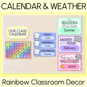 Calendar & Weather Display - Rainbow Classroom Decor