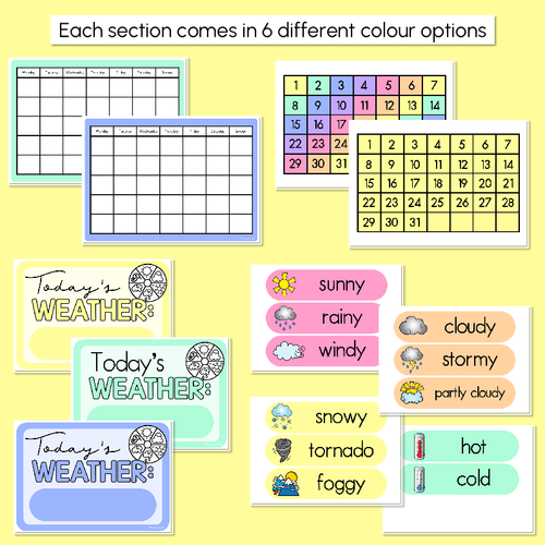 Resource preview 3 for Calendar & Weather Display - Rainbow Classroom Decor