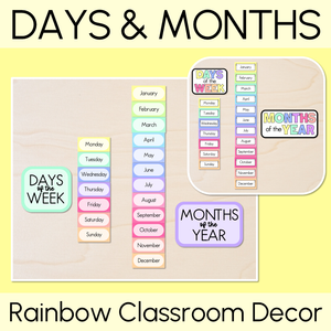Days of the Week & Months of the Year Display - Rainbow Classroom Decor
