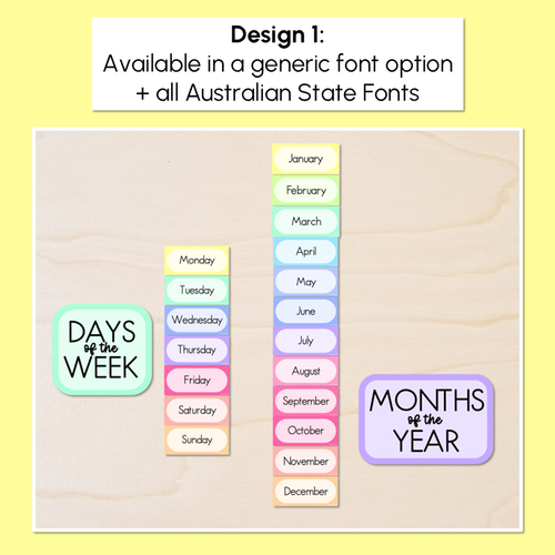 Resource preview 2 for Days of the Week & Months of the Year Display - Rainbow Classroom Decor
