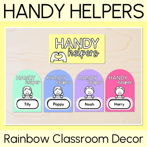 Resource preview 1 for Handy Helpers Classroom Jobs Display - Rainbow Classroom Decor