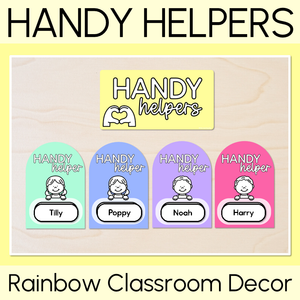 Handy Helpers Classroom Jobs Display - Rainbow Classroom Decor