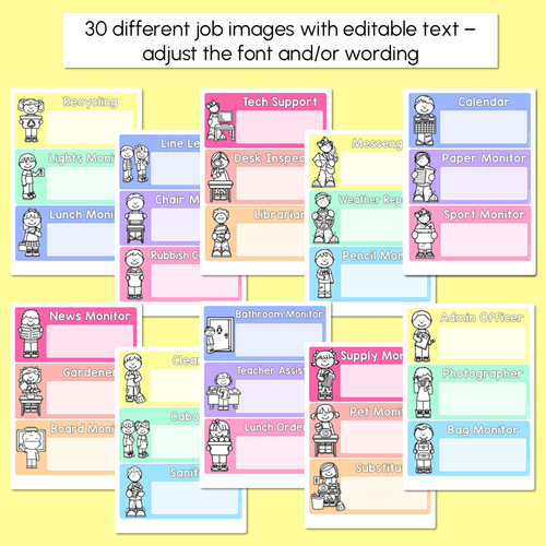 Resource preview 2 for Editable Class Jobs Display - Rainbow Classroom Decor