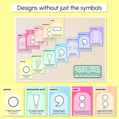 Resource preview 3 for Punctuation Posters - Rainbow Classroom Decor