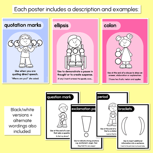 Resource preview 4 for Punctuation Posters - Rainbow Classroom Decor