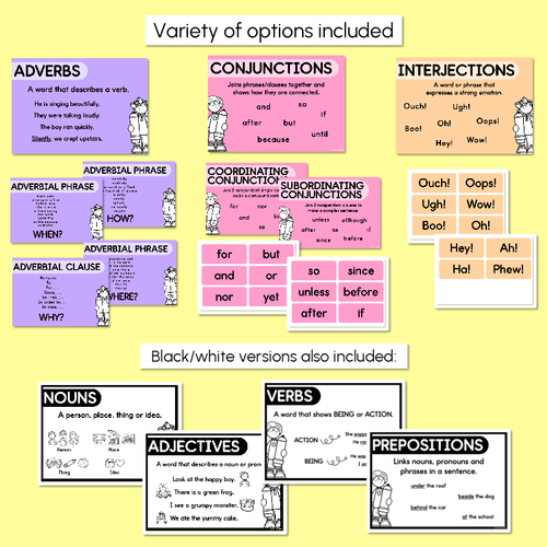 Resource preview 4 for Parts of Speech Posters - Rainbow Classroom Decor